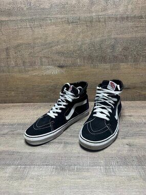 Vans Off The Wall Black/White Suede/Canvas High Top Sneakers Women's Size 11